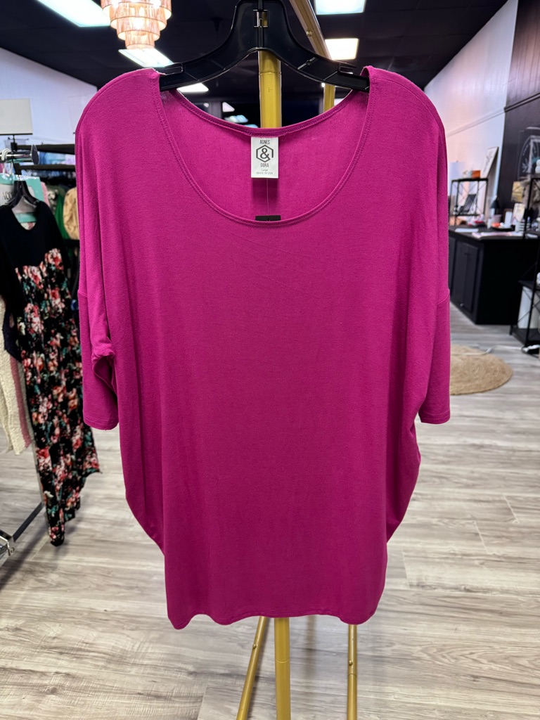 Agnes & Dora Magenta Scoop Neck Tunic Top